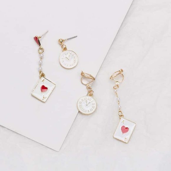 It’s Time To Play | Playing Card Clock Earrings - Picture 3 of 7